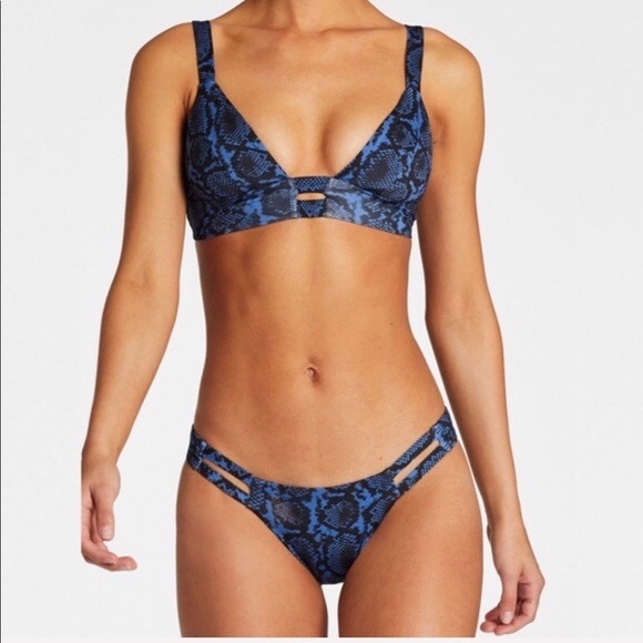 NWT! Vitamin A Vinca Neutra Blue Snake Hipster Bikini Bottoms Sz XL